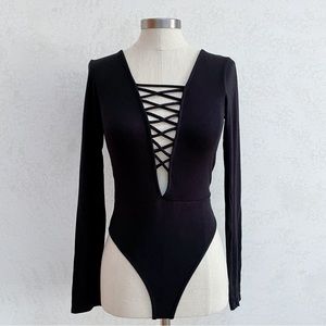 AKIRA Black Label Lace Up Bodysuit